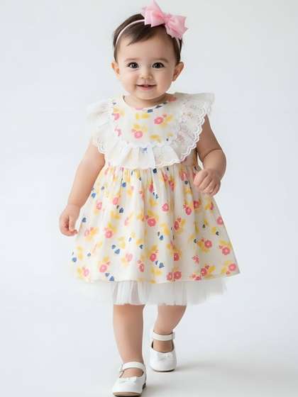 Sangria Girls Printed
                      Cotton Round Neck Fit & Flared Dresses