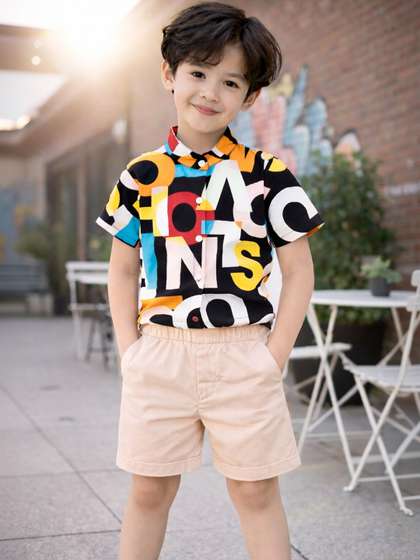 HERE&NOW Unisex
                        Kids Printed Shirt with Shorts