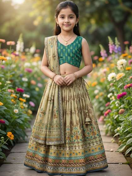 BAESD Girls Printed
                      Ready to Wear Lehenga & Blouse With Dupatta