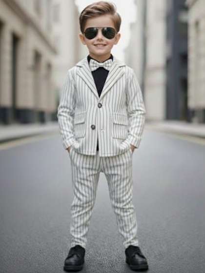 MEROPE Boys Striped Coat
                    with Trousers