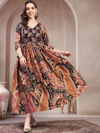 RANGEELO JAIPUR
                        Women Paisley Printed Maternity Anarkali Kurta