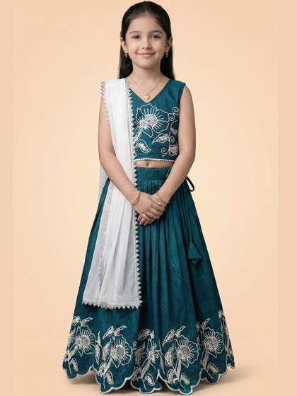 Sangria Girls
                    Embroidered V-Neck Flared Lehenga Choli