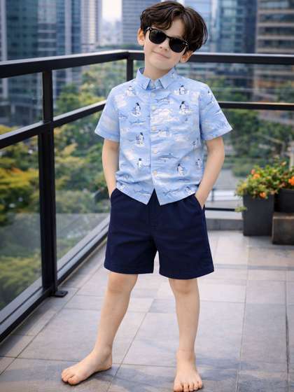 HERE&NOW Unisex Kids
                    Printed Shirt with Shorts
