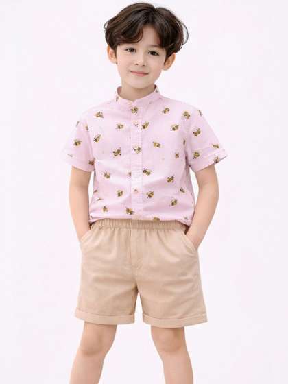 HERE&NOW Unisex
                      Kids Printed Shirt with Shorts