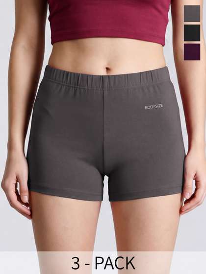 BODYSIZE Pack of 3
                        Cotton Mid-Rise Boy Shorts Briefs