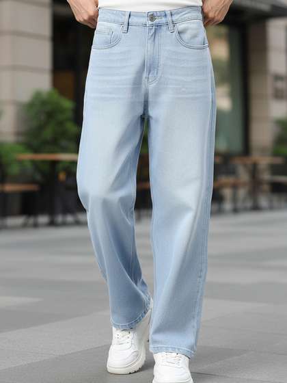 Urbano Fashion Men's
                        Ice Blue Loose Baggy Fit Washed Jeans
                        Non-Stretchable