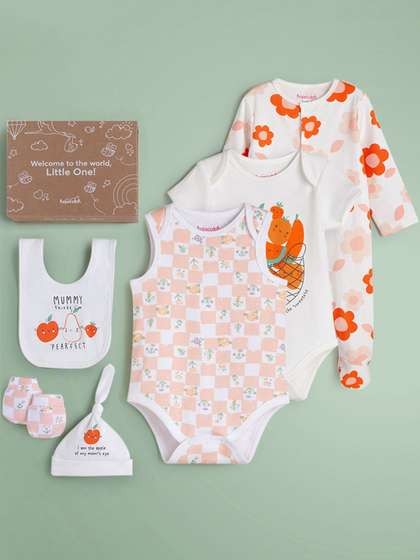 Hopscotch Infants 6-Pcs
                    Pure Cotton Baby Apparel Gift Set