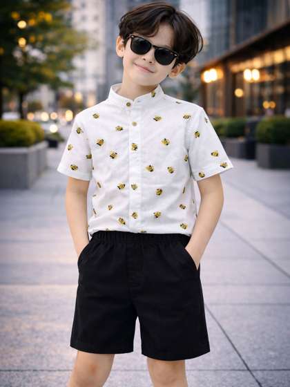 HERE&NOW Unisex
                      Kids Printed Shirt with Shorts