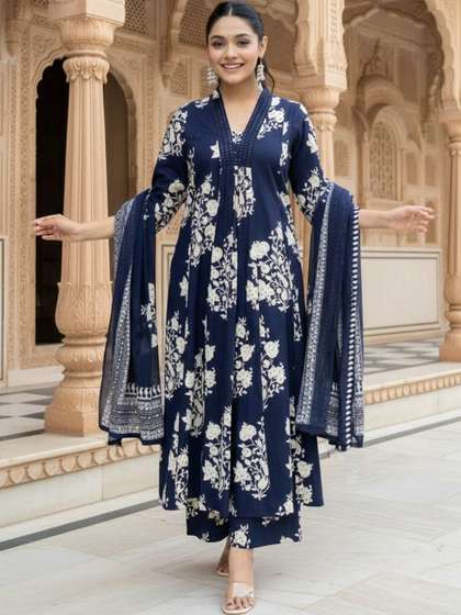Keitra Women Floral
                        Printed Regular Kurta with Palazzos & With
                        Dupatta