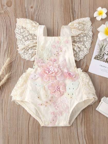 YK Infant Girls
                    Embroidered Square Neck Body Suit