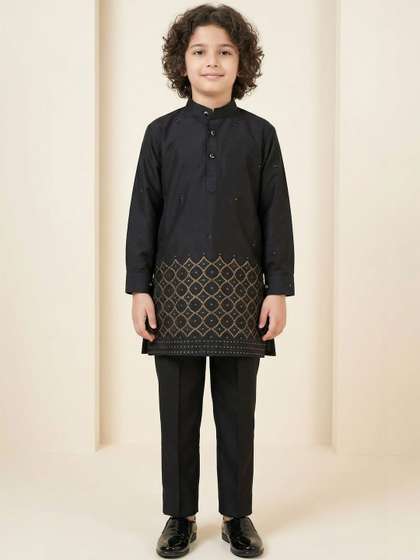ahhaaaa Boys Ethnic
                    Motifs Embroidered Regular Thread Work Kurta with
                    Trousers