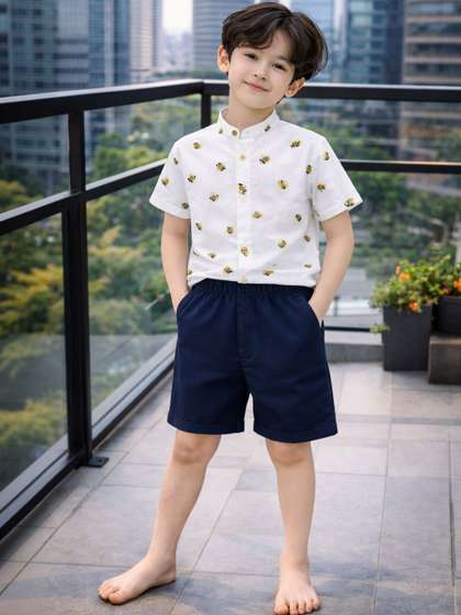 HERE&NOW Unisex
                        Kids Printed Shirt with Shorts