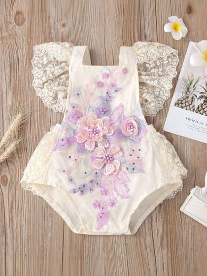 YK Infant Girls
                    Embroidered Square Neck Body Suit