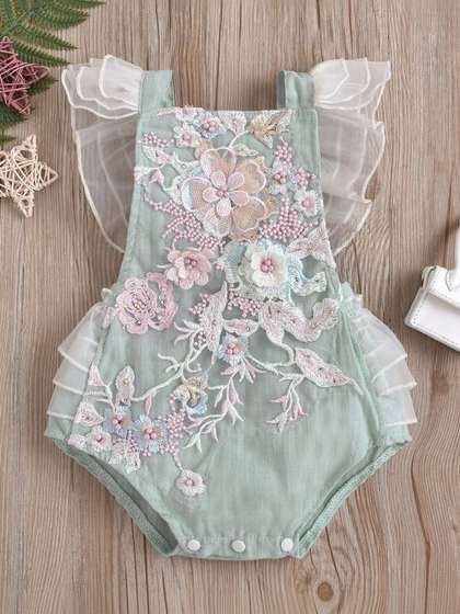 YK Infant Girls
                    Embroidered Square Neck Body Suit