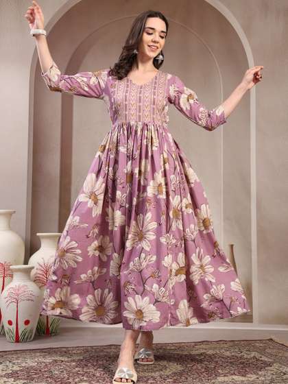 Pristyle Women
                        Ethnic Motifs Printed Thread Work Maternity
                        Anarkali Kurta