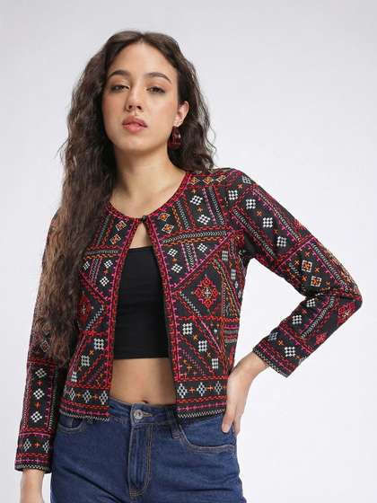 fusion by glitchez
                        Geometric Embroidered Collarless Tailored
                        Jacket
