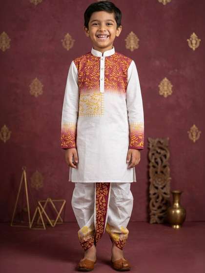 TAKE STYLE Boys Ethnic
                    Motifs Printed Regular Kurta with Dhoti Pants