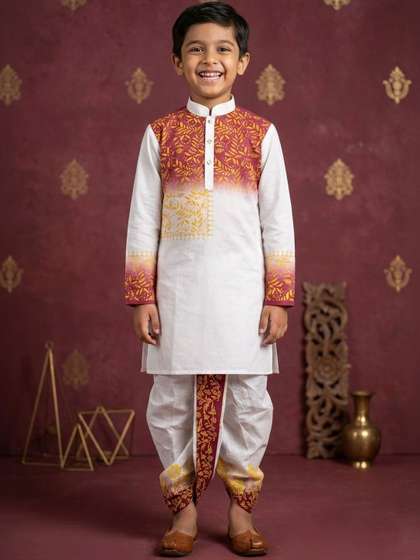 BAESD Boys Ethnic
                      Motifs Printed Regular Kurta with Dhoti Pants