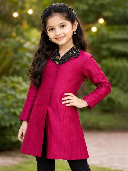 HERE&NOW Girls Woven
                    with Embroidered Jacket