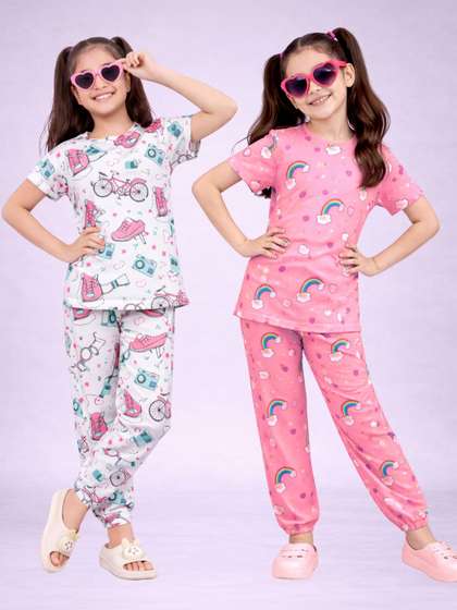 BAESD Girls Printed
                    Short Sleeves Nightdress