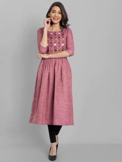 Fabriza Women
                          Floral Embroidered Thread Work Floral
                          Maternity Anarkali Kurta