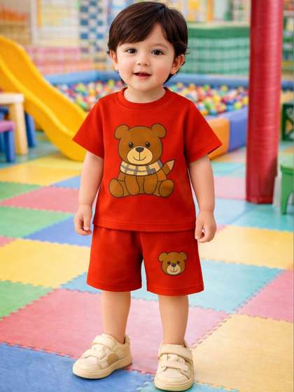 BLARY FASHION PLANET
                    Unisex Kids Printed T-shirt with Shorts