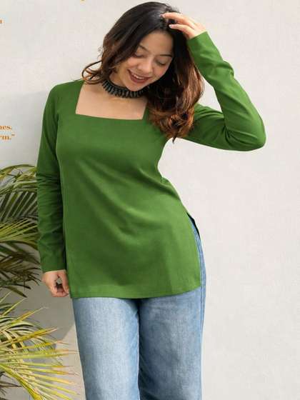 JAHIDA COMFORT WITH
                        STYLE Square Neck Pure Cotton Kurti