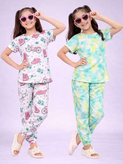 BAESD Girls Printed
                    Short Sleeves Nightdress