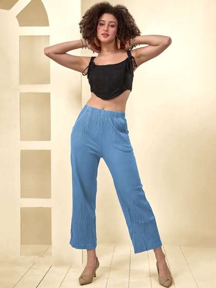 LYRA Women Knitted
                          Cropped Palazzos