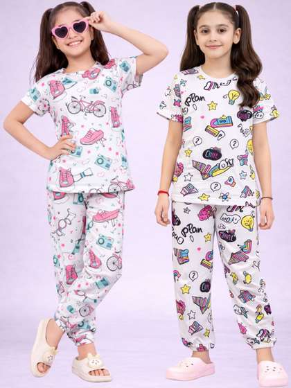 BAESD Girls Printed
                    Short Sleeves Nightdress