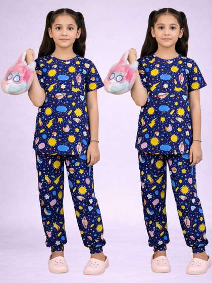 BAESD Girls Printed
                    Short Sleeves Nightdress