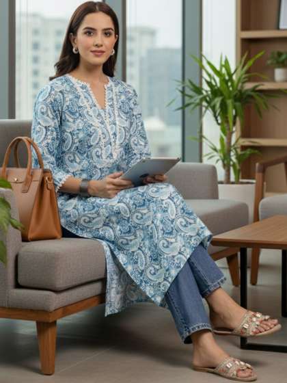 Varanga Women
                        Paisley Printed Indie Florals Kurta