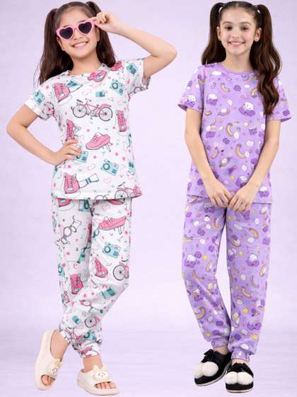 BAESD Girls Printed
                    Short Sleeves Nightdress