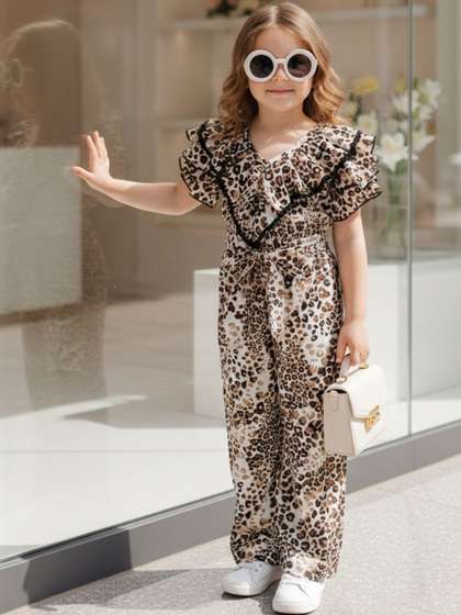 Cutiekins Girls Printed
                    Basic Jumpsuit with Ruffles