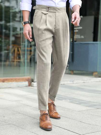 R.Code by The
                        Roadster Life Co. Men High-Rise Pleated
                        Trousers
