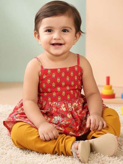 Sangria Girls Printed
                    Pure Cotton Round Neck Kurta Sets