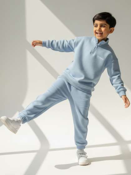 Kids Unisex OG Cloud
                        Vibes Printed Modal Blend Quarter-Zip Sweatshirt
                        With Joggers