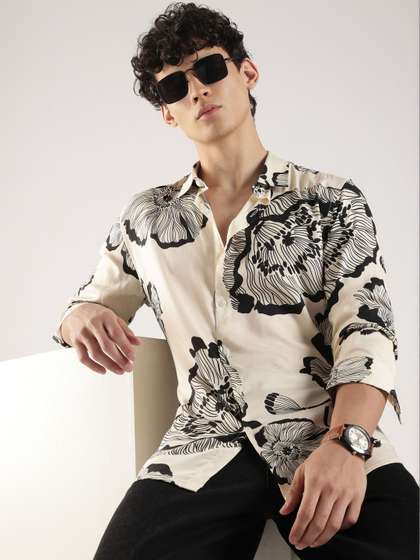 THE SHIRT CODE Men
                        Slim Fit Floral Printed Casual Shirt