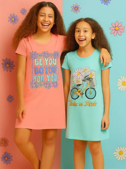 Todd N Teen Girls Pack
                    Of 2 Printed T-Shirt Nightdress