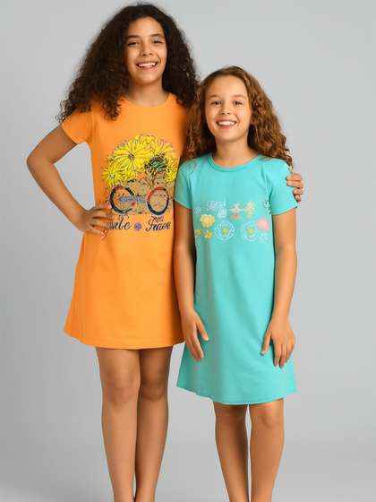 Todd N Teen Girls Pack
                    of 2 Printed Pure Cotton Nightdress