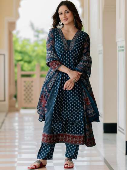 KALINI Women Ethnic
                        Motifs Printed Empire Kurta with Trousers &
                        With Dupatta