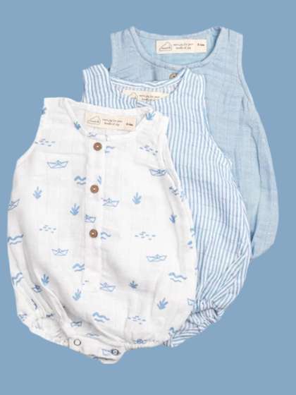 Masilo Infants 3- Pcs
                    Cotton Printed Rompers