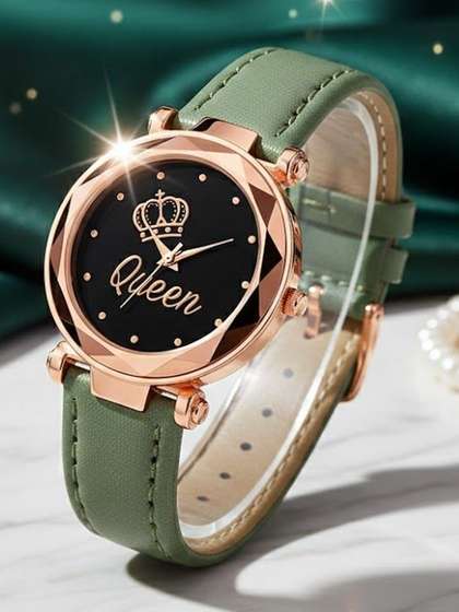 Moover Girls Printed
                    Dial & Leather Straps Analogue Watch
                    queenLTR-green-0j2