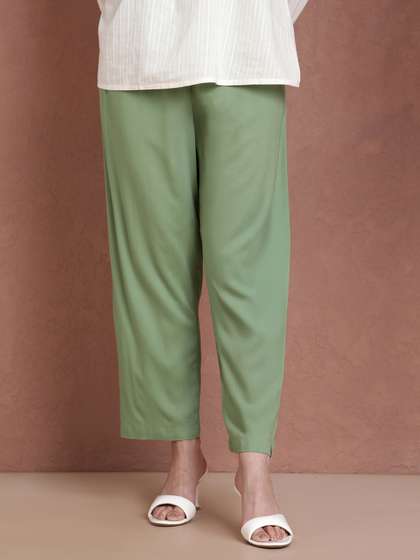 TWIN BIRDS Women
                        Wide Leg Relaxed Fit Solid Palazzo