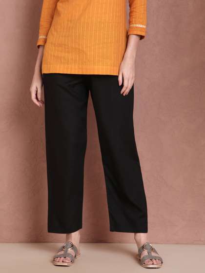 TWIN BIRDS Women
                        Black Relaxed Fit Woven Palazzos