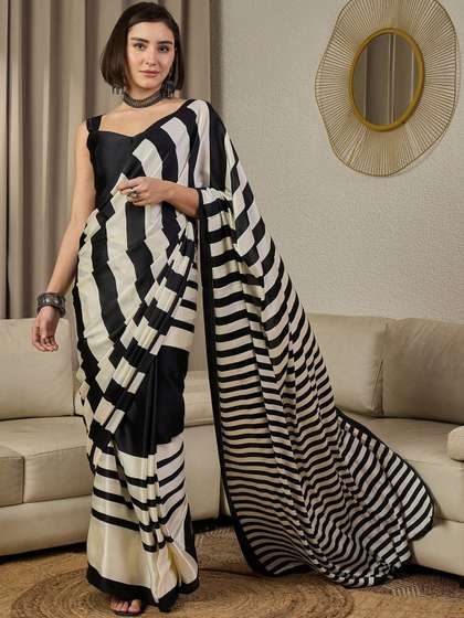 Anouk Rustic Striped
                        Pure Crepe Ready to Wear Saree