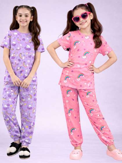 BAESD Girls Printed
                    Short Sleeves Nightdress