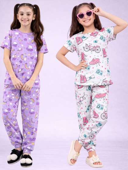 BAESD Girls Printed
                    Short Sleeves Nightdress