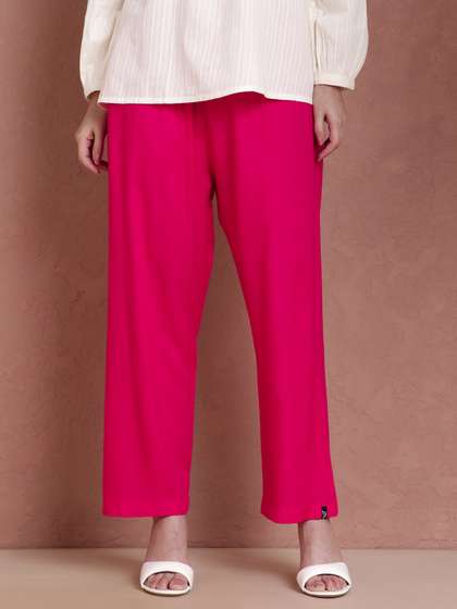 TWIN BIRDS Women
                        Relaxed Fit Solid Woven Palazzos