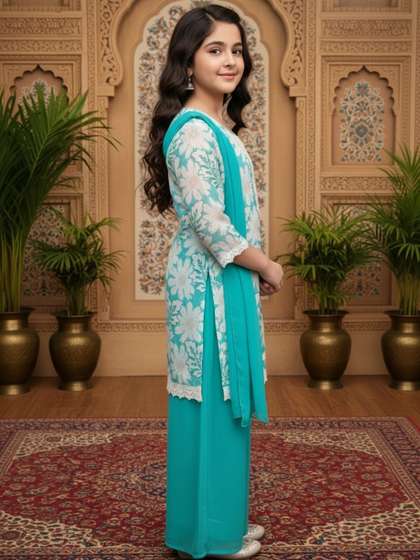 Sangria Girls Printed
                    Kurta & Palazzos Kurta Sets